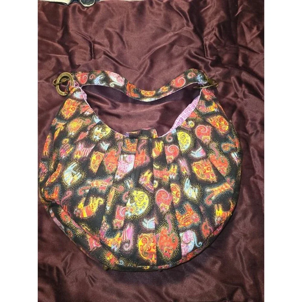 Hobo Bag with colorful cat print